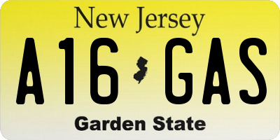 NJ license plate A16GAS