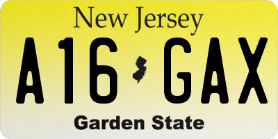NJ license plate A16GAX
