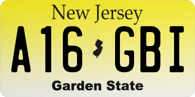 NJ license plate A16GBI