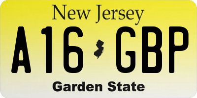 NJ license plate A16GBP