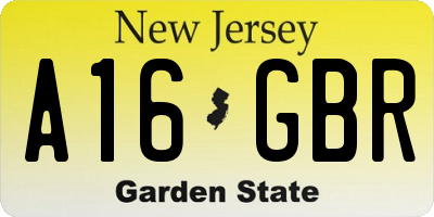 NJ license plate A16GBR