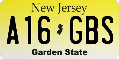 NJ license plate A16GBS