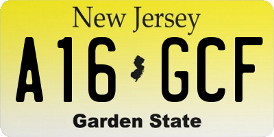 NJ license plate A16GCF