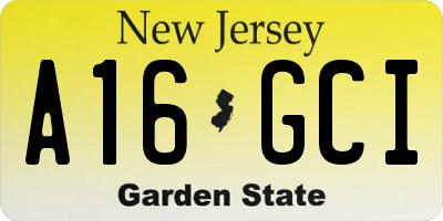 NJ license plate A16GCI
