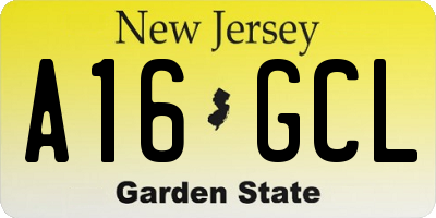 NJ license plate A16GCL