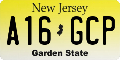 NJ license plate A16GCP