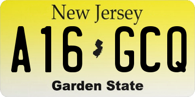 NJ license plate A16GCQ