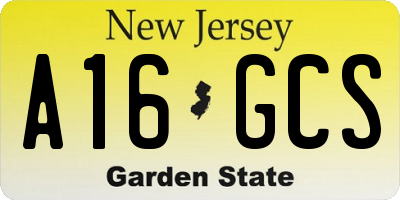 NJ license plate A16GCS