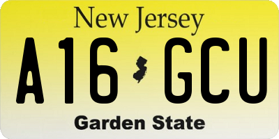 NJ license plate A16GCU