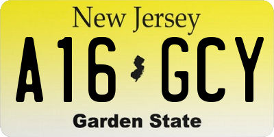 NJ license plate A16GCY