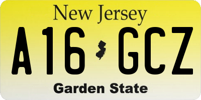 NJ license plate A16GCZ