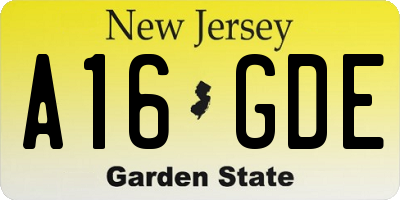 NJ license plate A16GDE