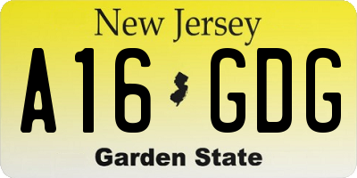 NJ license plate A16GDG