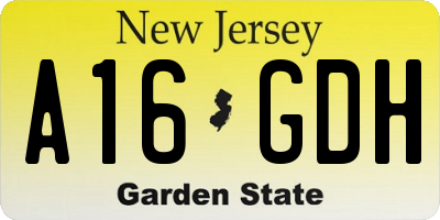 NJ license plate A16GDH