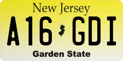 NJ license plate A16GDI