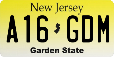 NJ license plate A16GDM