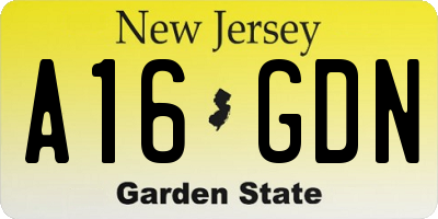 NJ license plate A16GDN