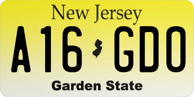 NJ license plate A16GDO
