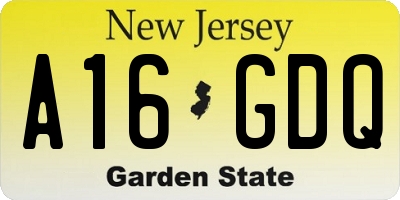 NJ license plate A16GDQ