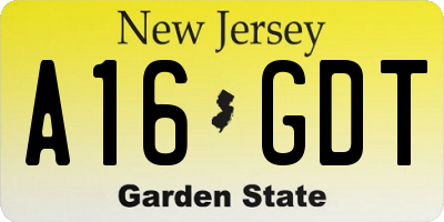 NJ license plate A16GDT