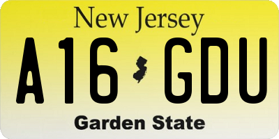 NJ license plate A16GDU