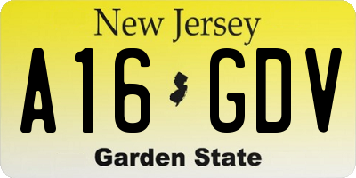 NJ license plate A16GDV