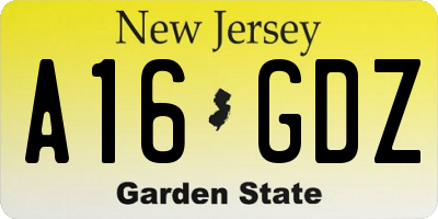 NJ license plate A16GDZ