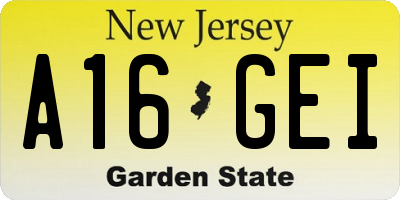 NJ license plate A16GEI