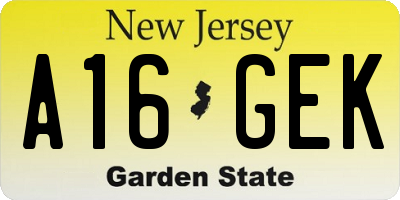 NJ license plate A16GEK