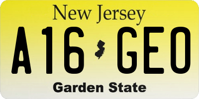 NJ license plate A16GEO