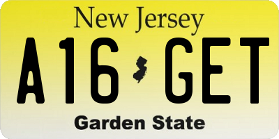 NJ license plate A16GET