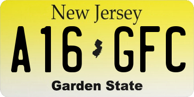 NJ license plate A16GFC