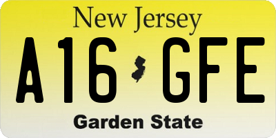 NJ license plate A16GFE