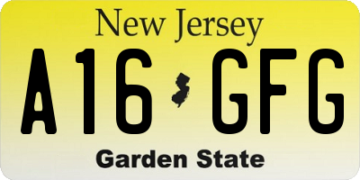 NJ license plate A16GFG
