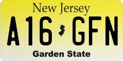 NJ license plate A16GFN