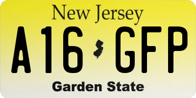 NJ license plate A16GFP