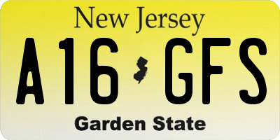 NJ license plate A16GFS