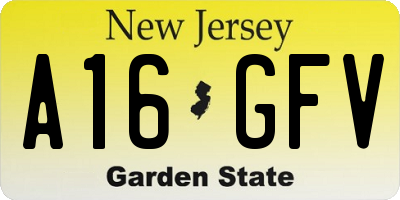 NJ license plate A16GFV