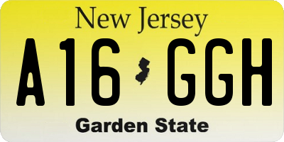 NJ license plate A16GGH