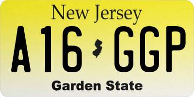 NJ license plate A16GGP