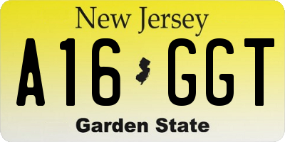 NJ license plate A16GGT