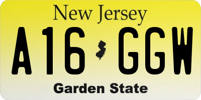 NJ license plate A16GGW