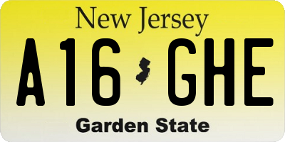NJ license plate A16GHE