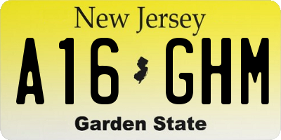 NJ license plate A16GHM
