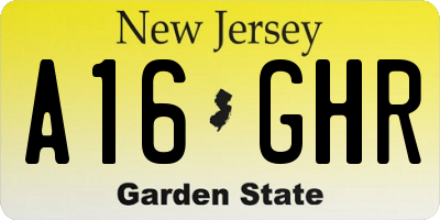 NJ license plate A16GHR