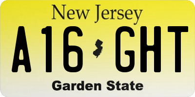 NJ license plate A16GHT