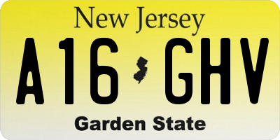 NJ license plate A16GHV