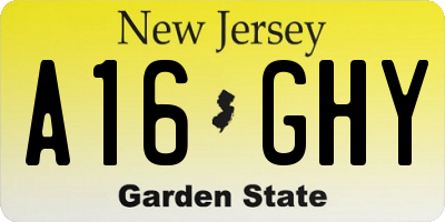 NJ license plate A16GHY
