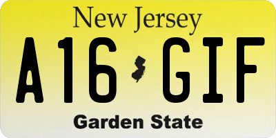 NJ license plate A16GIF