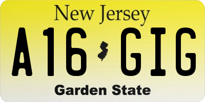 NJ license plate A16GIG